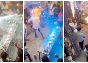 ‘બર્થ ડે બોય’ કેક કાપવા જતો હતો, અચાનક તેના ચહેરા પર આગ લાગી, આ વિડિયો જોઇને રુવાડા ઉભા થઇ જશે