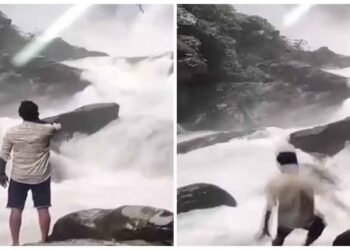 રીલ બનાવતા વ્યક્તિનો લપસ્યો પગ, ધારમાં લપસી ગયો યુવક, જુઓ વીડિયો