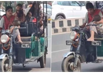 એક હાથમાં બાળક લઈને ઈ-રિક્ષા ચલાવતી લાચાર માતા, VIDEO જોઈને આંખો ભીની થઈ જશે