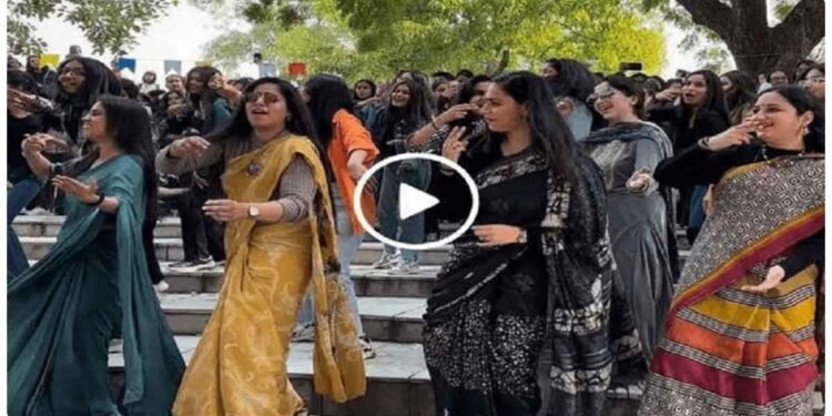 વિદ્યાર્થીઓએ પ્રોફેસર સાથે ડાન્સ કર્યો, તેમની નજર પીળી સાડી મેડમ પર ચોંટી ગઈ..