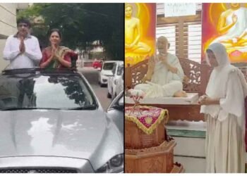 કરોડોની સંપત્તિ છોડીને સાંસારિક મોહને ત્યજી સુરતના હીરા વેપારી પોતાની પત્ની સાથે લેશે દીક્ષા! જેગુઆર કાર પર સવાર થઈ કાઢી ભવ્ય શોભાયાત્રા….